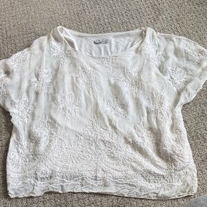 Angela Moda off White Embroidered Women's Top